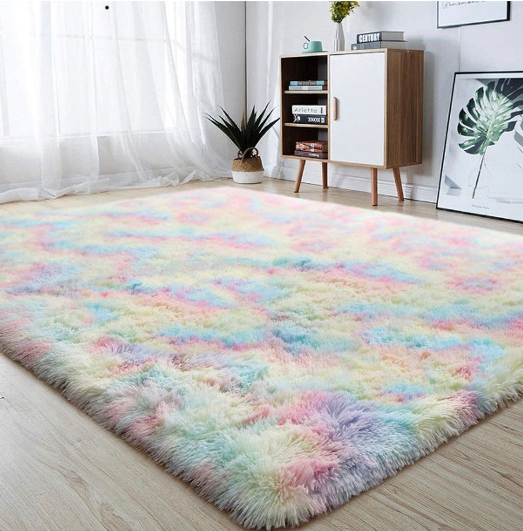 Fashion Tapete sala quarto peludo felpudo luxo macio 1,40 x 1,00 m Tie Dye ...