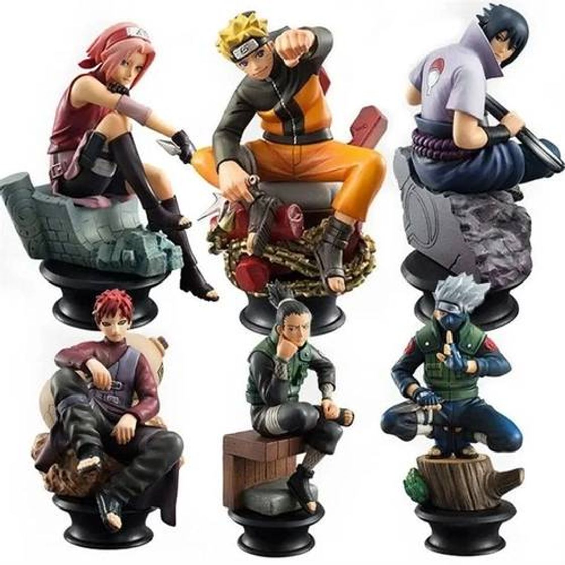 Fashion Kite 6 bonecos action figure naruto,sasuke,kakashi e gaara