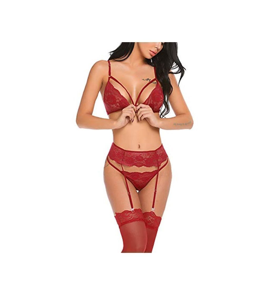 Fashion ADOME Medias Liguero Sexy Mujer Lencería de Noche Ropa Interior con Tanga y Liga