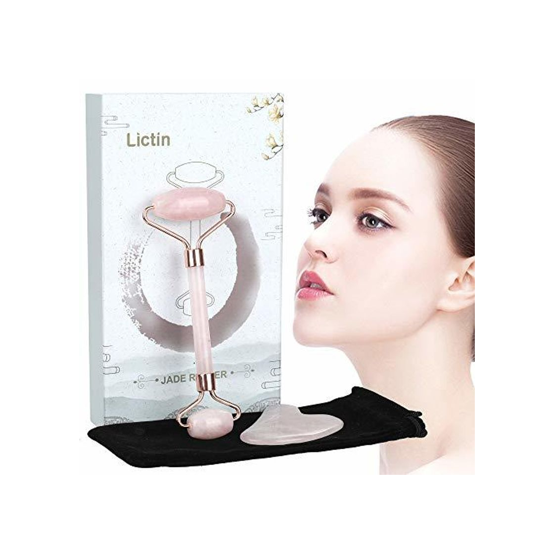 Producto Lictin Rodillo de Jade Facial Masaje- 2 pcs Gua Sha Facial