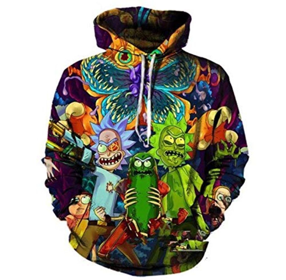 Moda JINGHE Rick and Morty Sudadera con Capucha para Mujer y Hombre