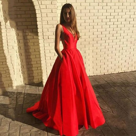 Elegante vermelho longo vestidos de baile.