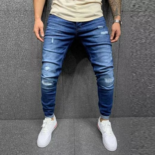  Jeans rua all-match casual calças de perna reta masculina 