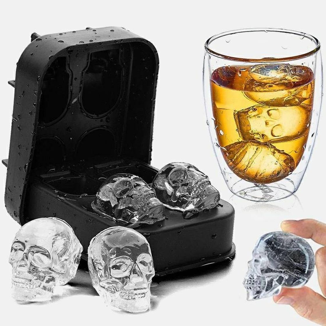 Moda 3d crânio molde de silicone ice cube maker 