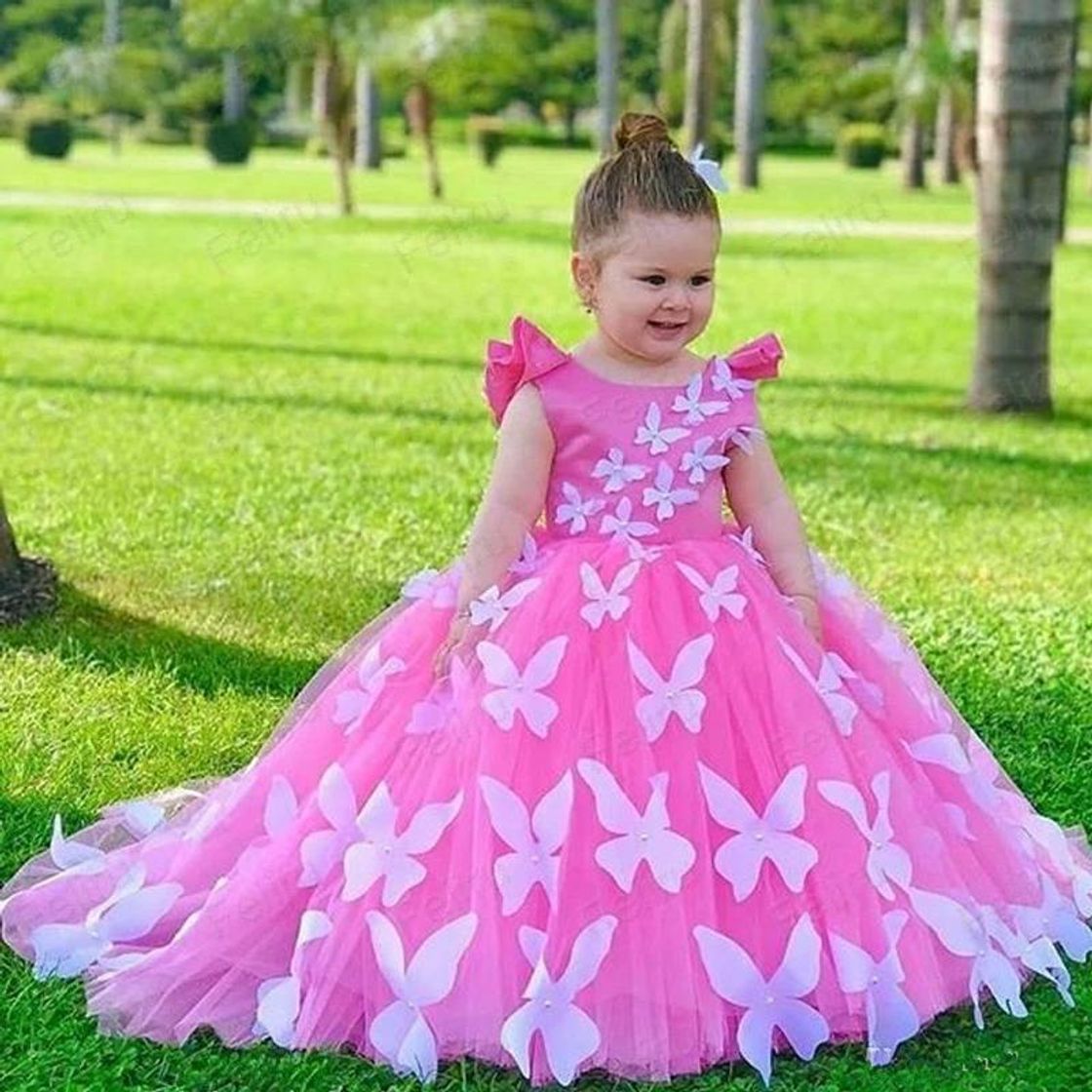 Social Vestido de festa aniversário com pérolas rosa 