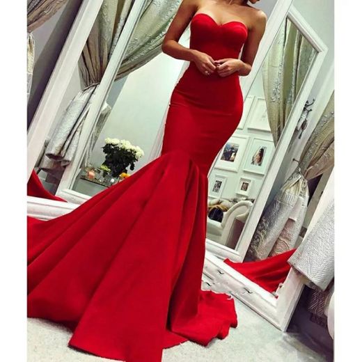 Querida sereia vestido de noite vermelho 2021