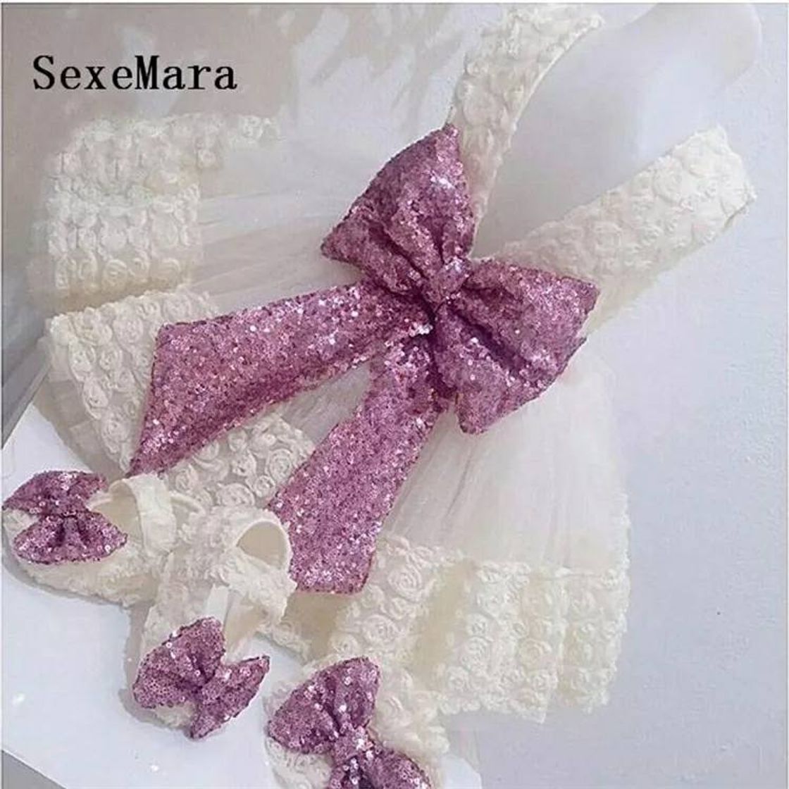 Moda Bonito branco/marfim 3d flores bebê meninas 1 ano .