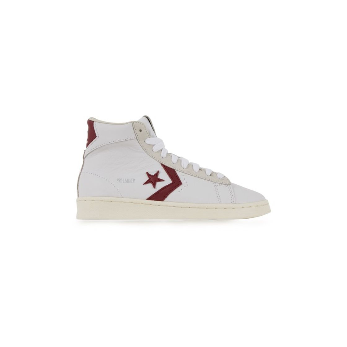 Fashion converse pro leather altas blancas con logo granate