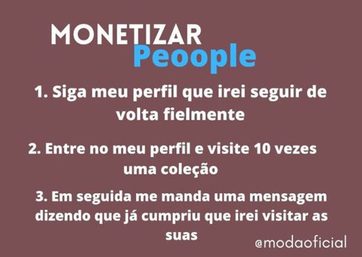 Moda Monetizar e interagir 