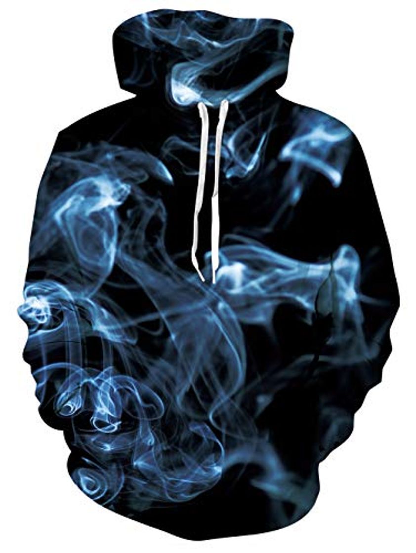 Social Goodstoworld Sudaderas Hombre 3D Smoke Sudaderas Mujer con Capucha Pullover Hoodie Casual Hoody Sweatshirt Personalizada Pulóver Ropa Humo Azul Marino S