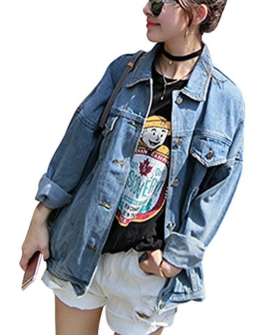 Social Minetom Mujer Otoño Invierno Mezclilla Chaquetas De Mezclilla Boyfriend Denim Jacket Manga Larga Capa Chamarra Jeans Abrigo Azul ES 42