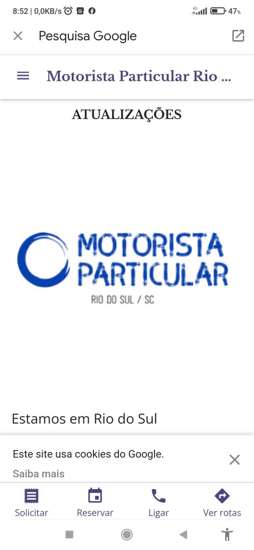 Lugar Motorista Particular Rio do Sul / SC