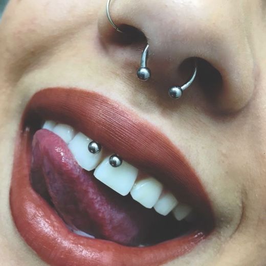 Smiley and septum piercing 