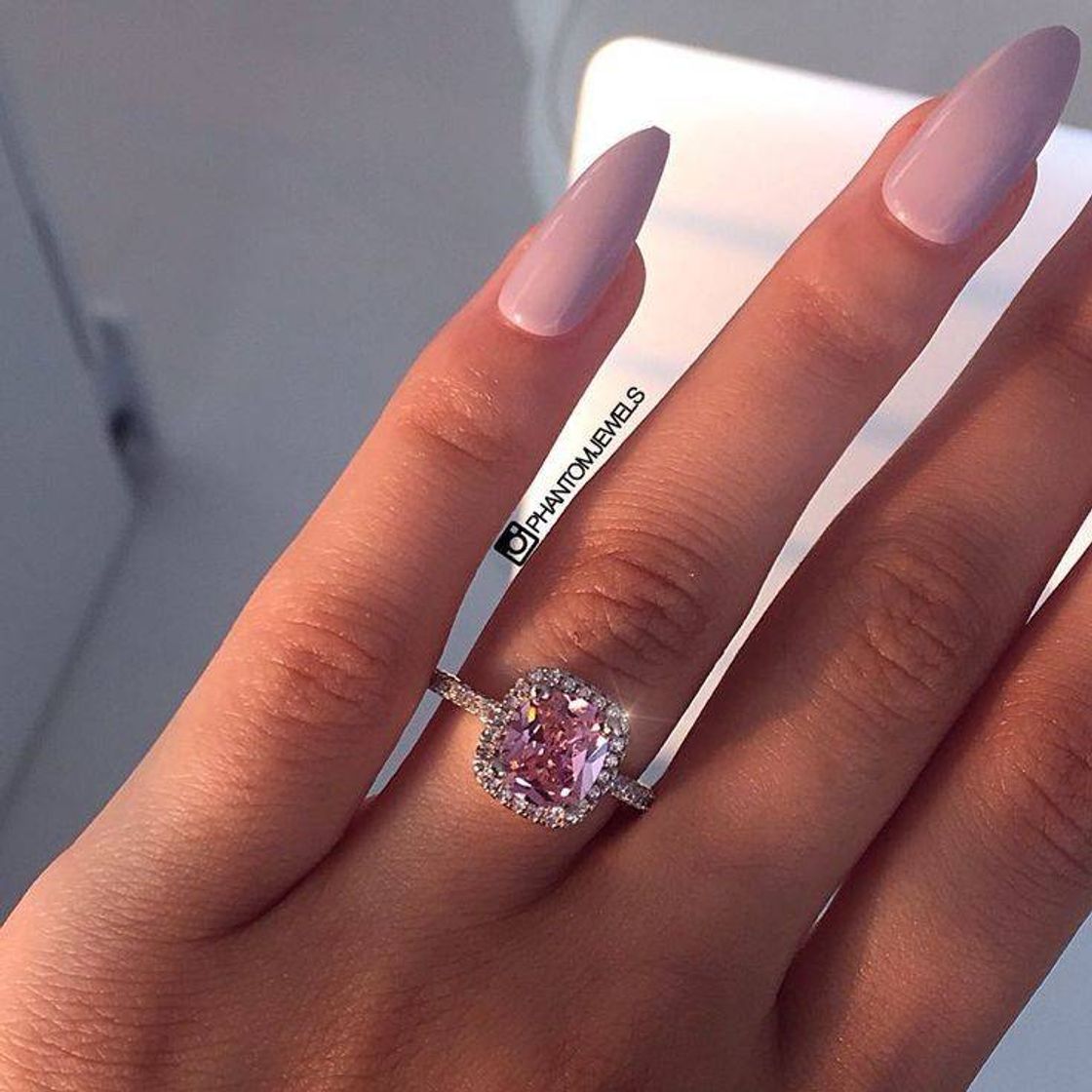 Social Anel de diamante rosa 