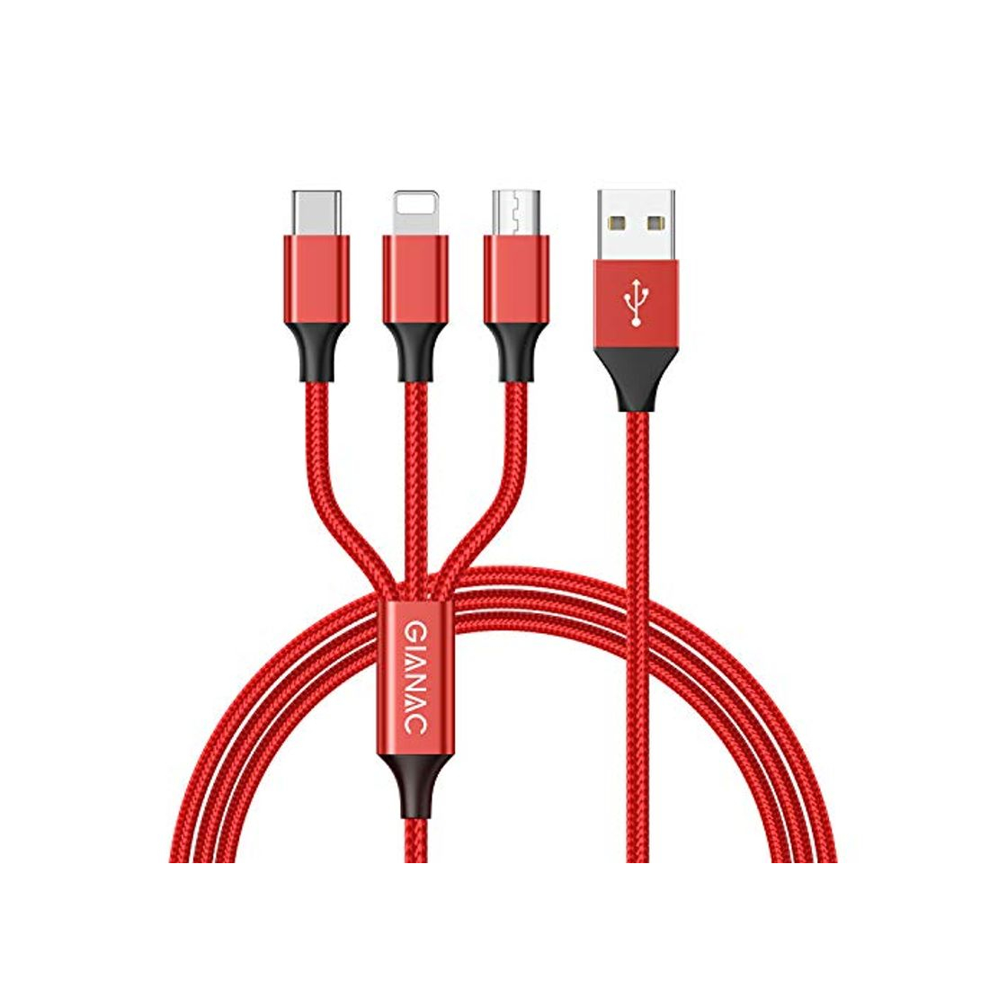 Product GIANAC 3 en 1 Multi Cable de Carga, 1.5M Nylon Multi USB