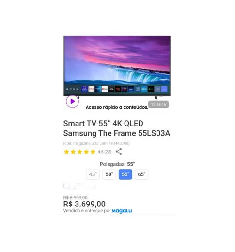 Tv Samsung 55 4K QLED 
