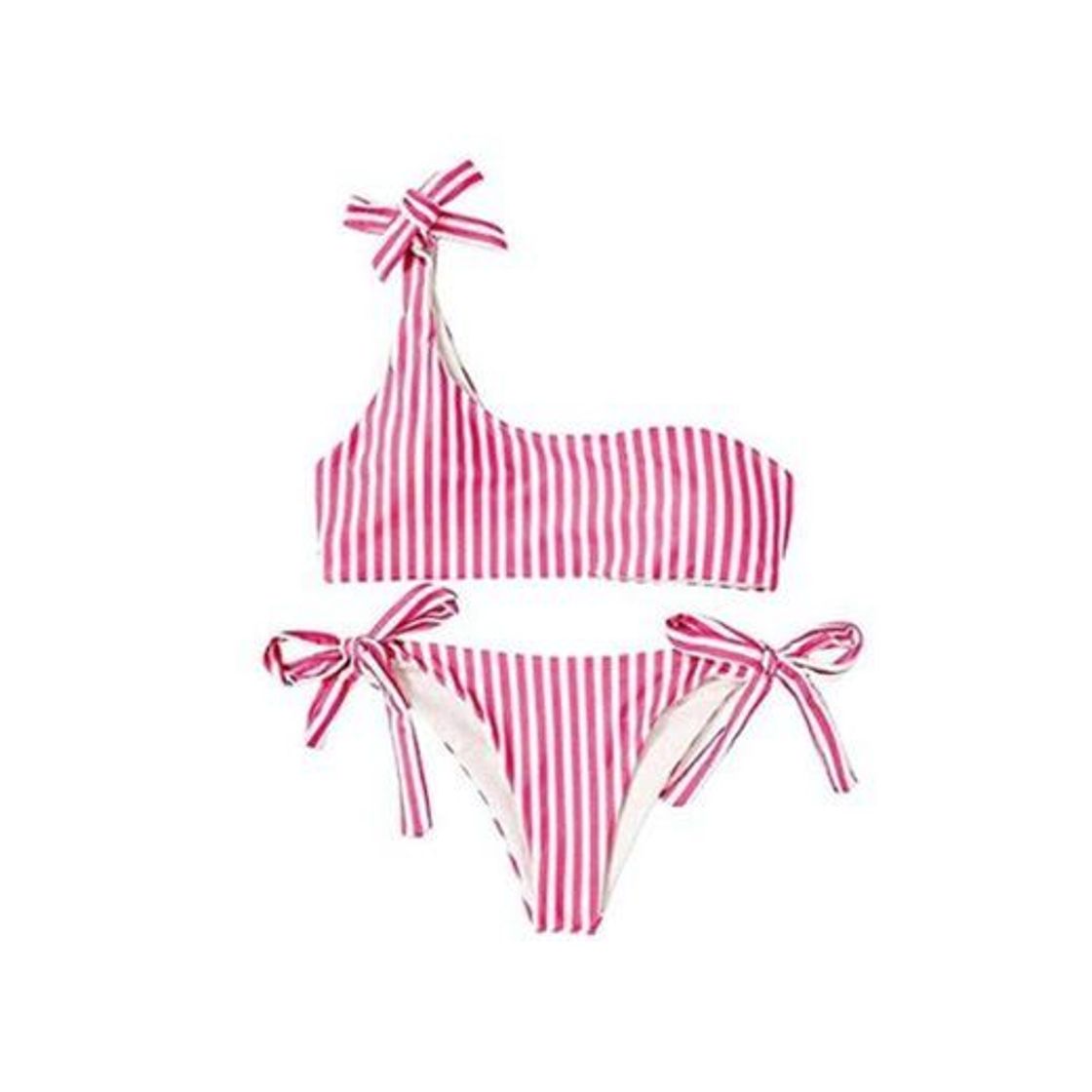 Social heekpek Bikini a Rayas Mujer Top Push Up Relleno Braga con Lazos Traje de Baño Playero Bañador de 2 Piezas Biquini Playa Tallas Grandes