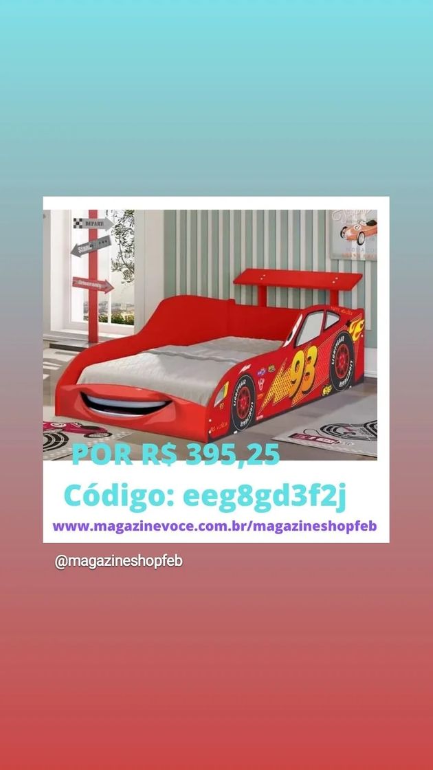 Fashion Cama Solteiro Carro McVeloz Vermelho