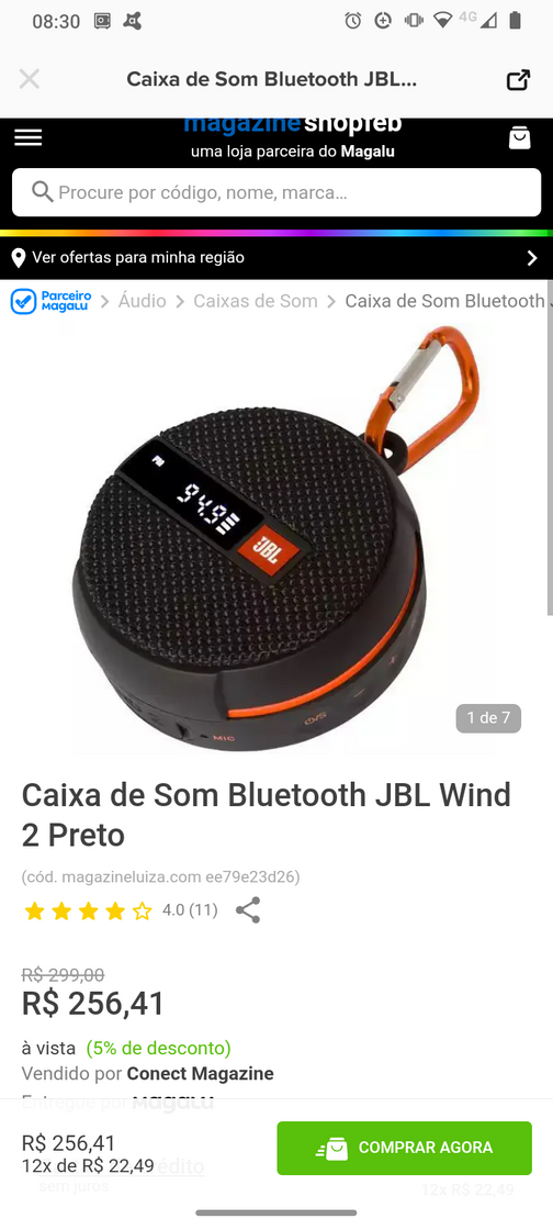 Fashion Caixa de Som Bluetooth JBL Wind 2 