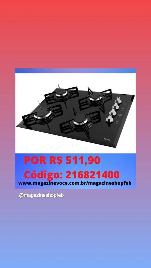 Fashion Cooktop 4 Bocas Philco Cook Chef 4 - à Gás GLP Acendimento A