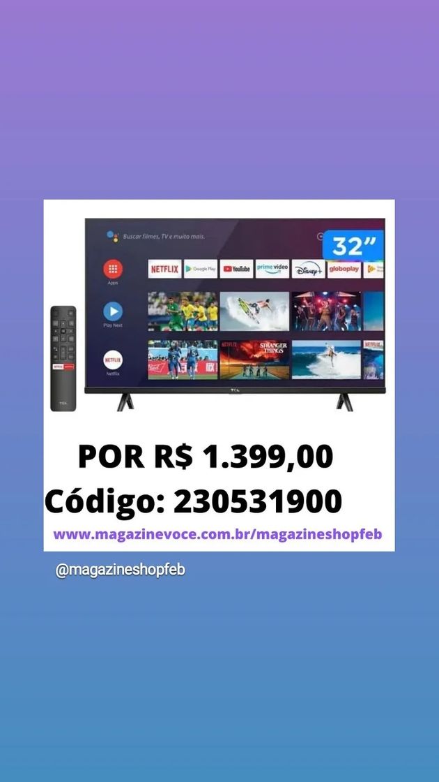 Moda Smart TV 32” HD LED TCL 