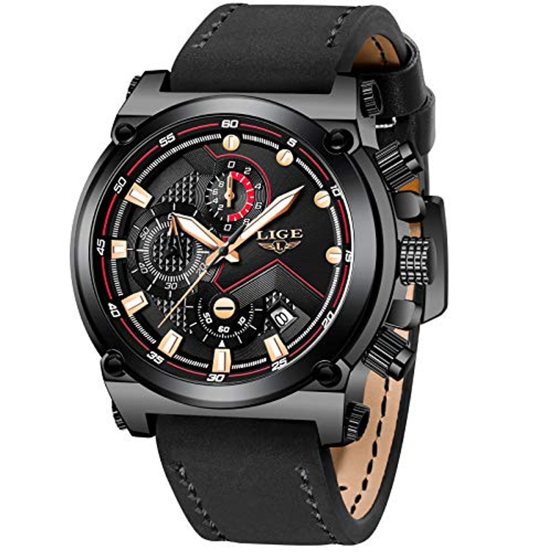 Fashion LIGE Hombre Relojes Lujo Negocios Analógico Cuarzo Relojes Hombre Moda Casual Cuero Reloj