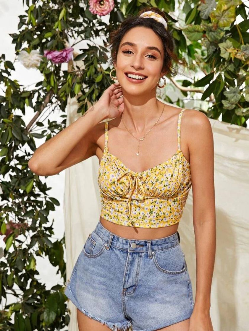 Moda Top franzido floral