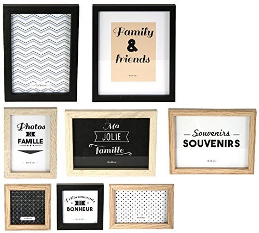 Social THE HOME DECO FACTORY - Juego de 8 Marcos de Fotos, Madera
