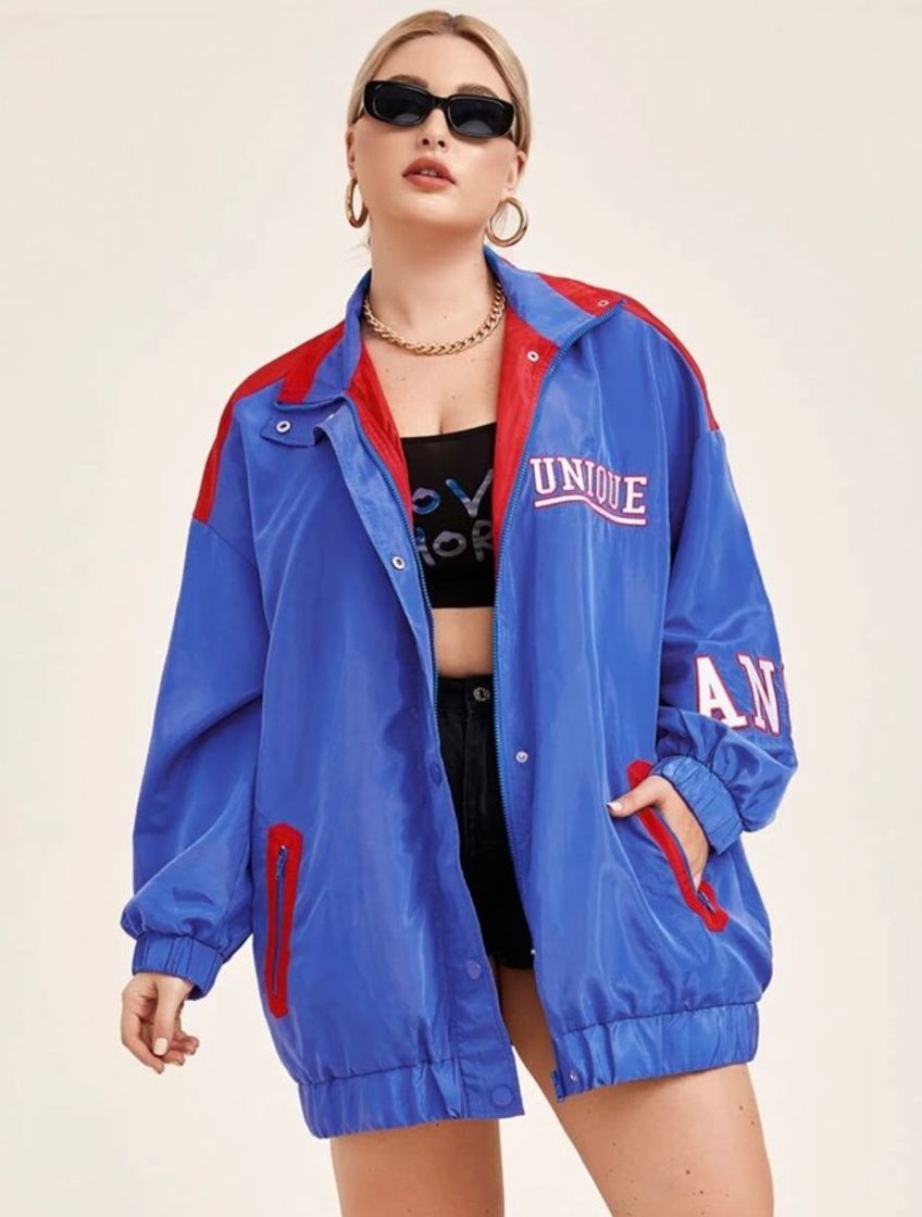JAQUETA OVERSIZED PLUS SIZE AZUL