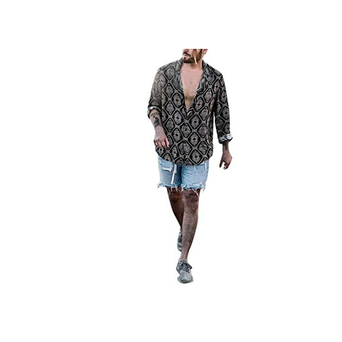 Social Longra Invierno Otoño Paño Hombre Otoño Suelto Túnica Diario Leopardo Masculino Camisa de Manga Larga Blusa Superior
