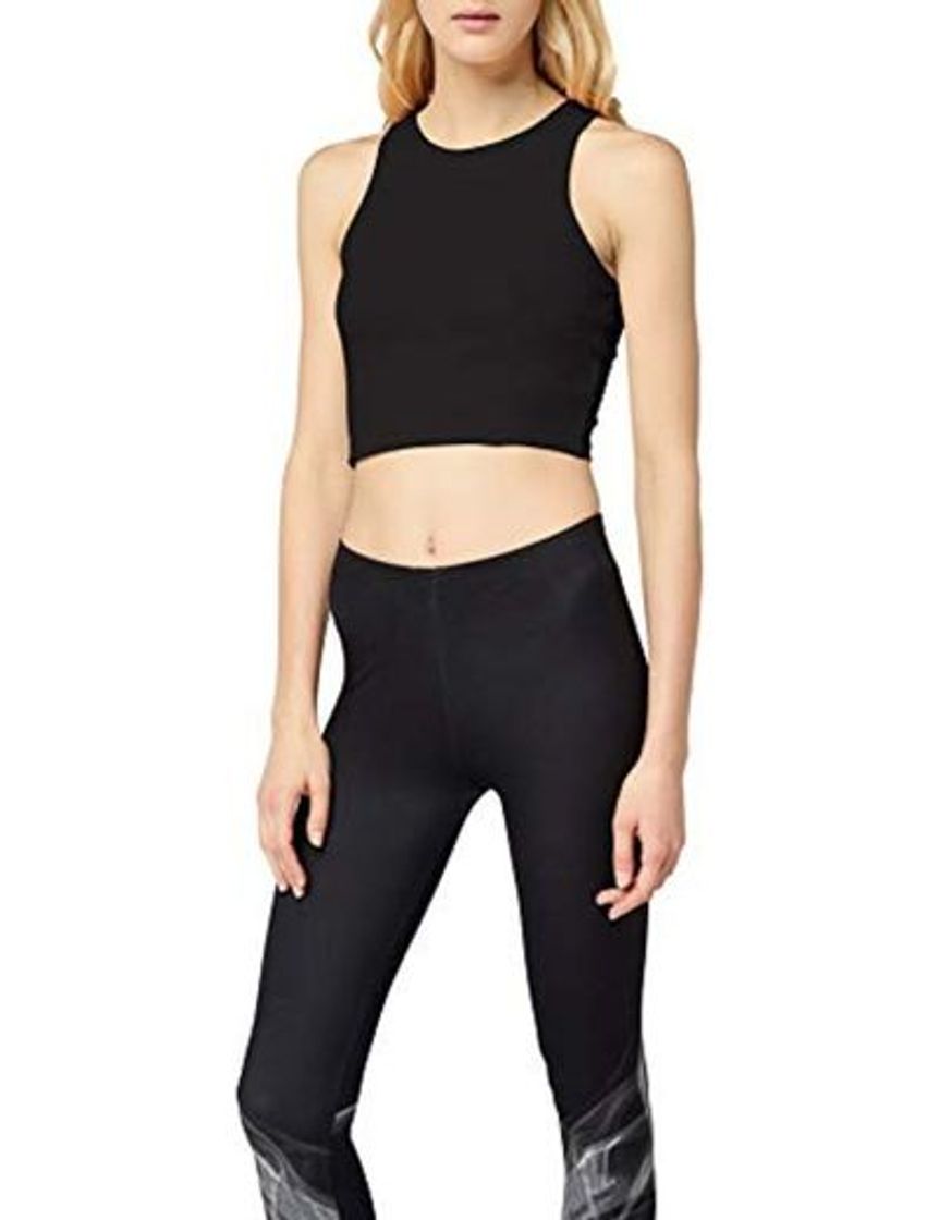 Lugar Urban Classics Ladies Cropped Rib Top Camiseta sin Mangas, Negro