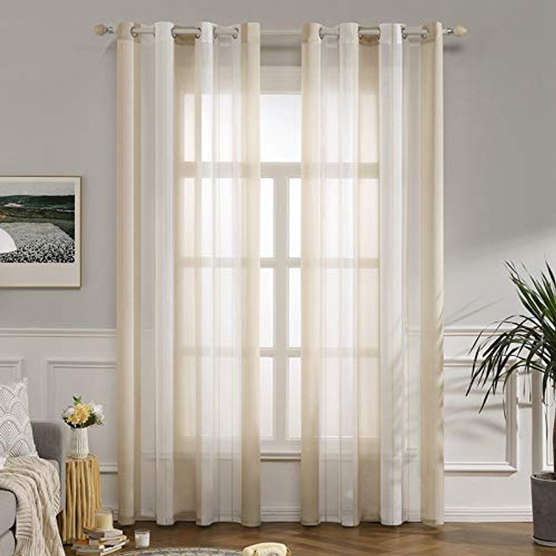 Product MIULEE Cortinas Translucida de Moderno Ventana Visillos Rayas Salon Paneles con Ojales