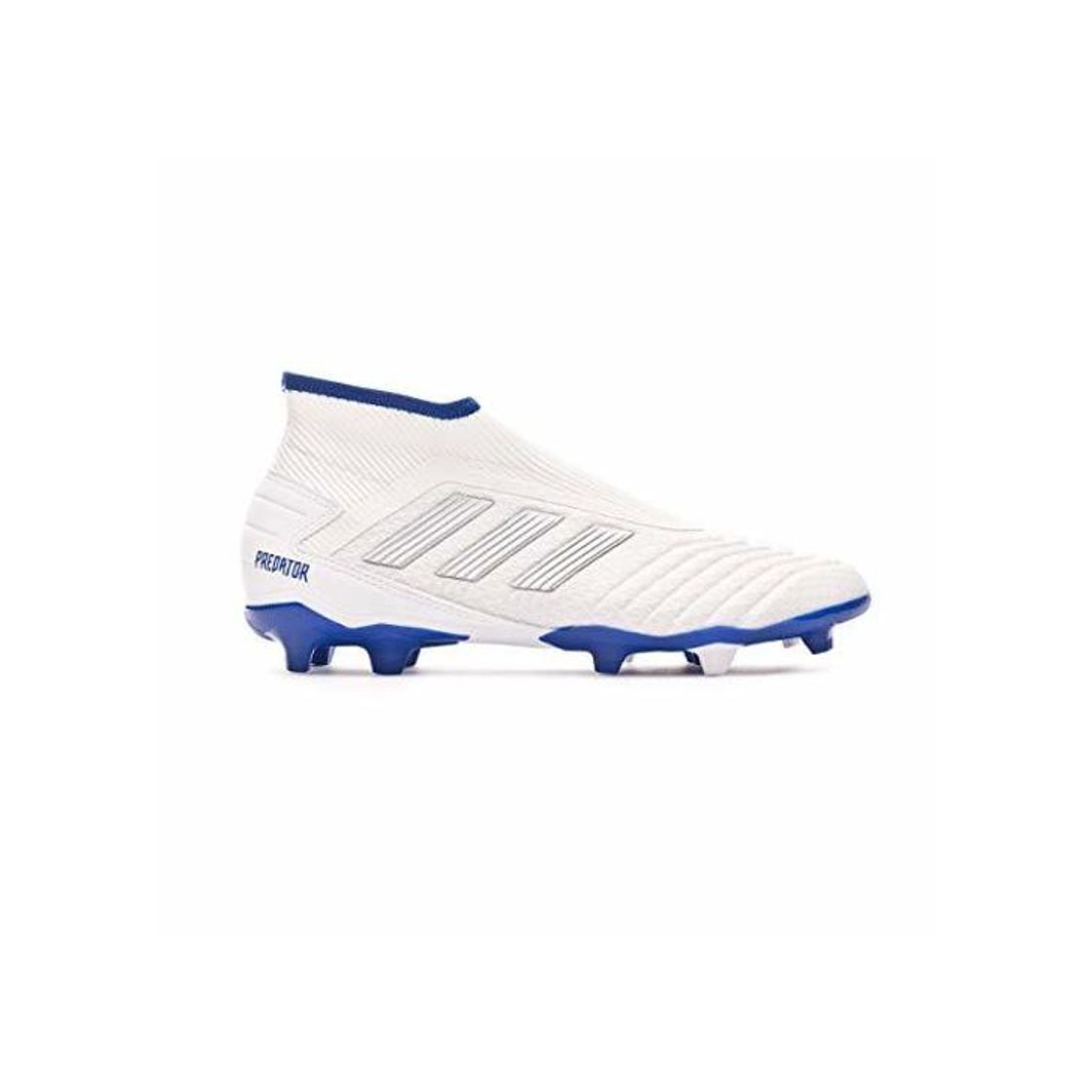 Moda adidas Predator 19.3 FG Laceless, Bota de fútbol, White-Silver Metallic-Bold Blue, Talla