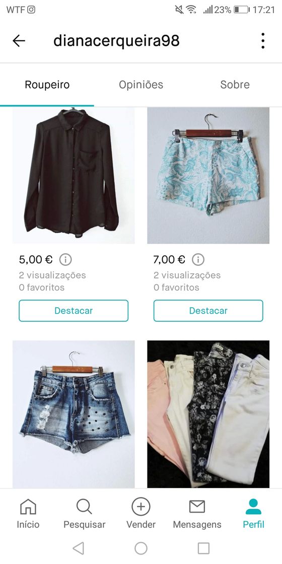 Roupa em segunda mão. 