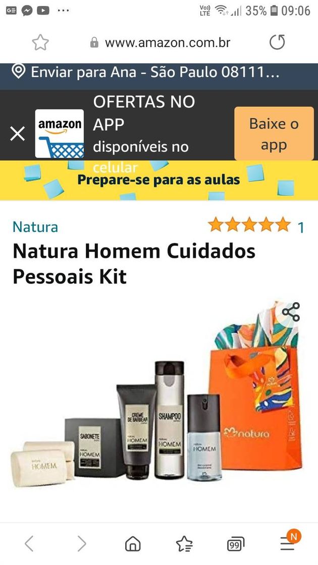 Moda Produtos de higiene pessoal natura homem.