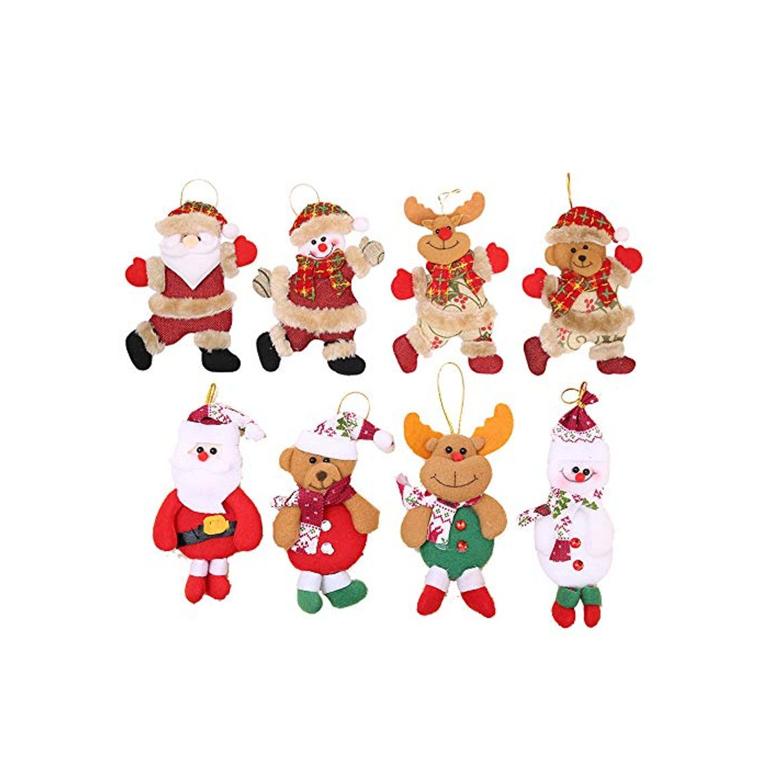 Producto Flysee 8Piezas Adornos árbol Navidad Colgantes Muñecos Papá Noel Ornamentos de Navidad Decoración Fiesta Regalo Adornos Navideños Manualidades