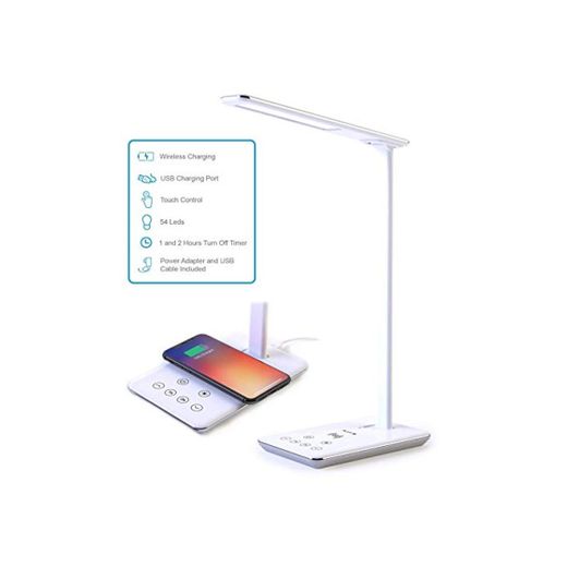 Lámpara Escritorio LED FLUX'S - Carga Inalámbrica Wireless y Puerto USB
