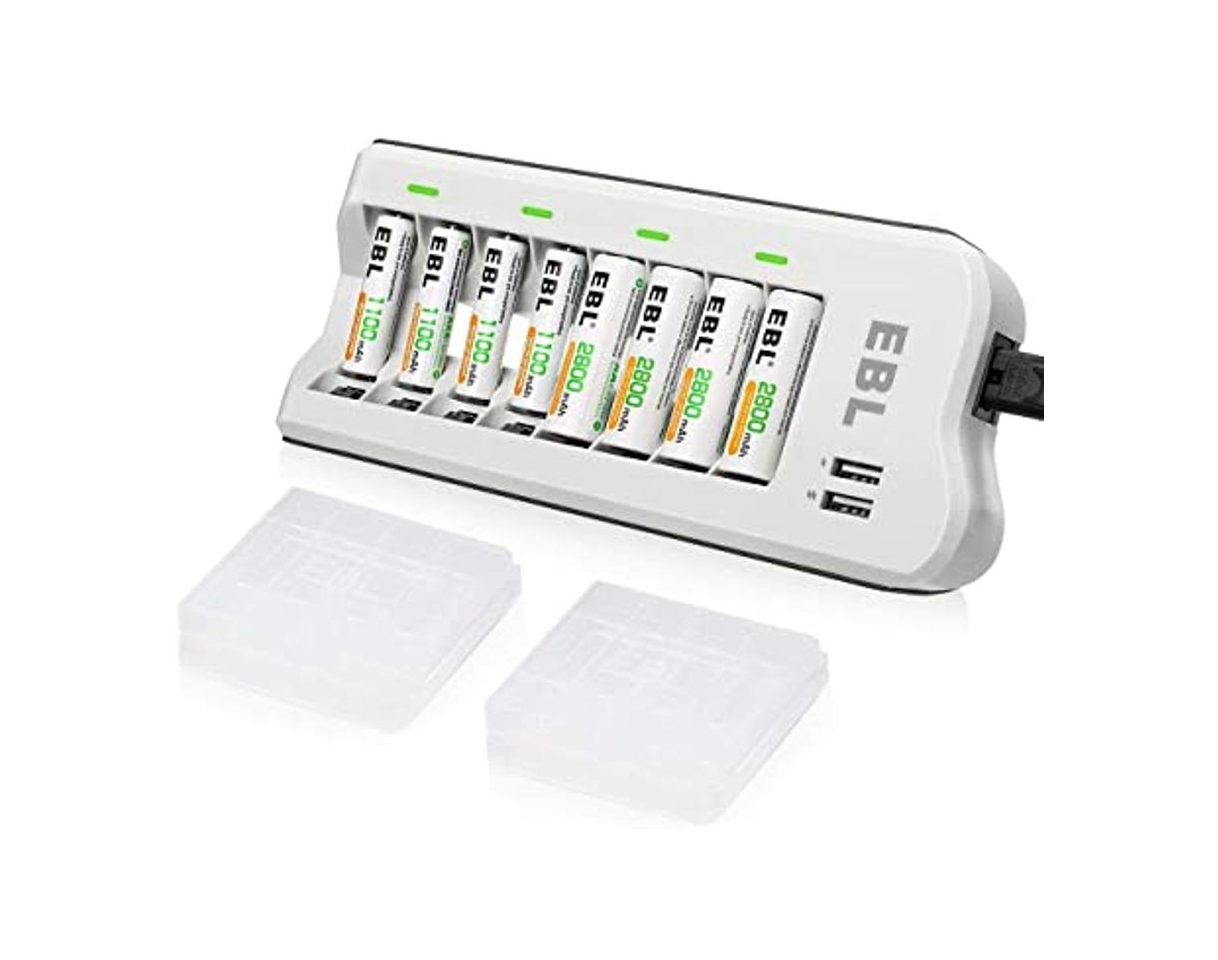 Social EBL 808U Cargador de AA AAA Baterías con AA 2800mAh