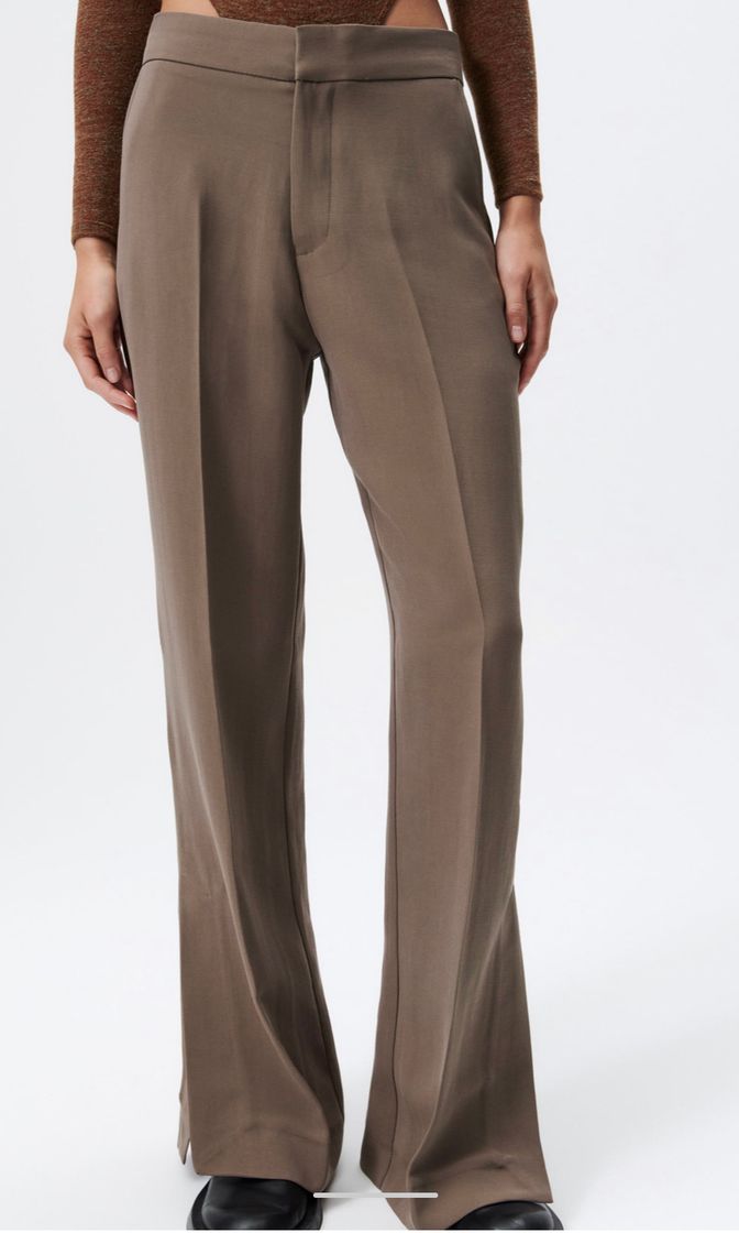 Moda FULL-LENGTH MENSWEAR STYLE PANTS - Taupe gray