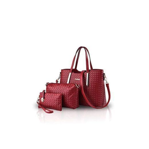 NICOLE&DORIS Bolsos de Mano para Mujer Bolsos 3 Piezas Bolsa Bolsos de Hombro para Damas Totes Bolsos Bandolera Crossbody Vino Tinto