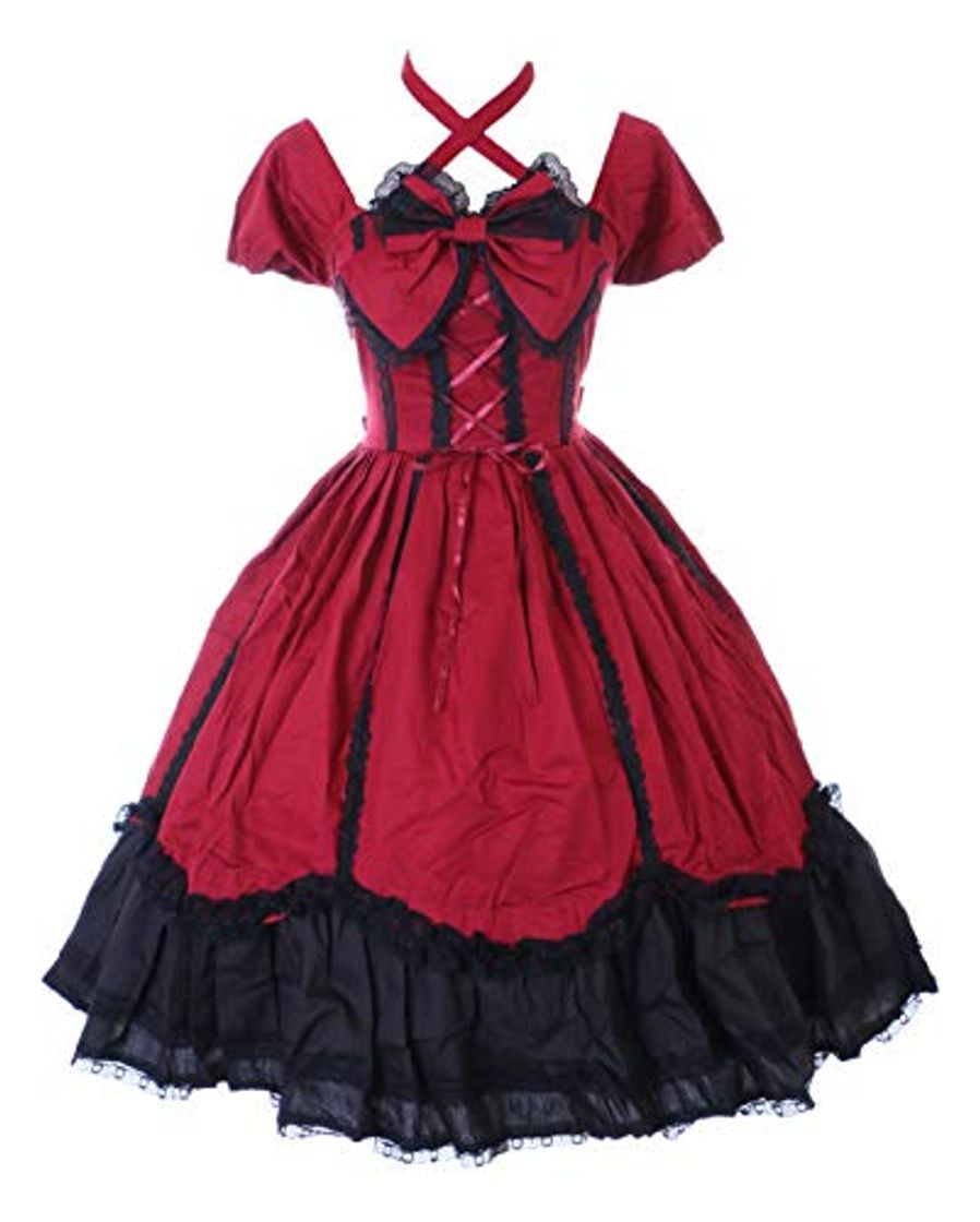 Fashion Kawaii-Story JL-624-7 Vestido de manga corta con volantes, estilo gótico Lolita