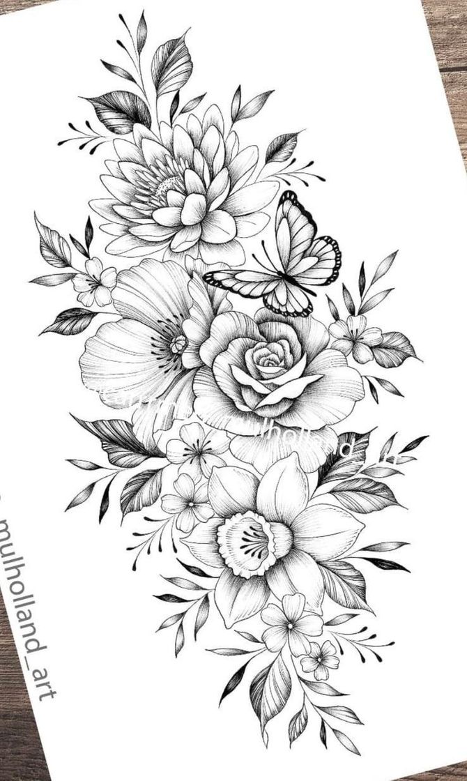 Moda Tatoo com flores e borboleras