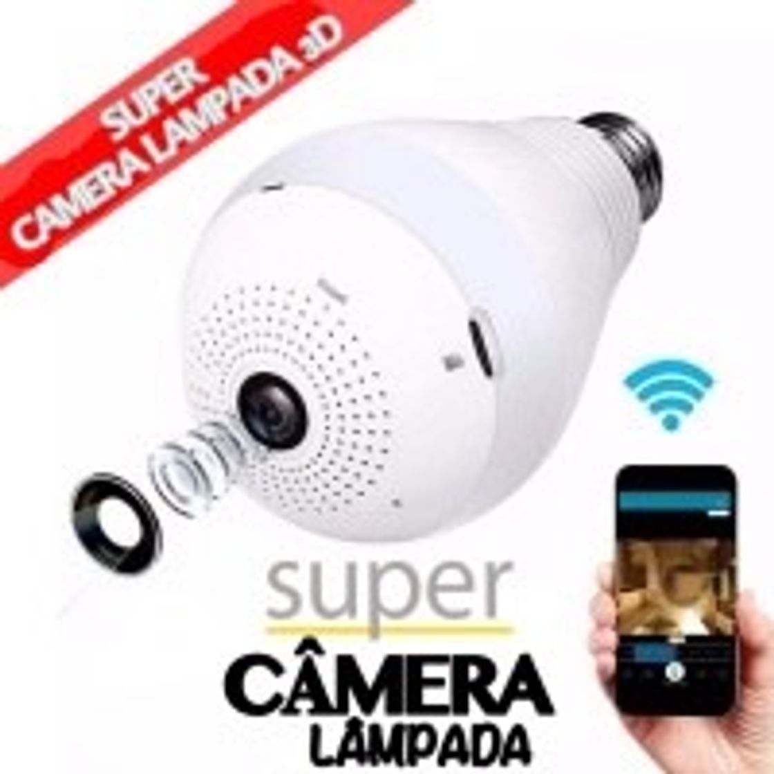 Fashion Super Câmera Lâmpada 3D Inteligente 360º