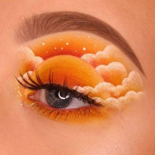 Make laranja/ Maquiagem céu.