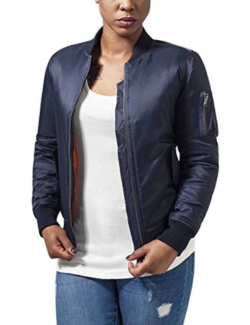 Social Urban Classics Ladies Basic Bomber Jacket Chaqueta, Azul - Azul