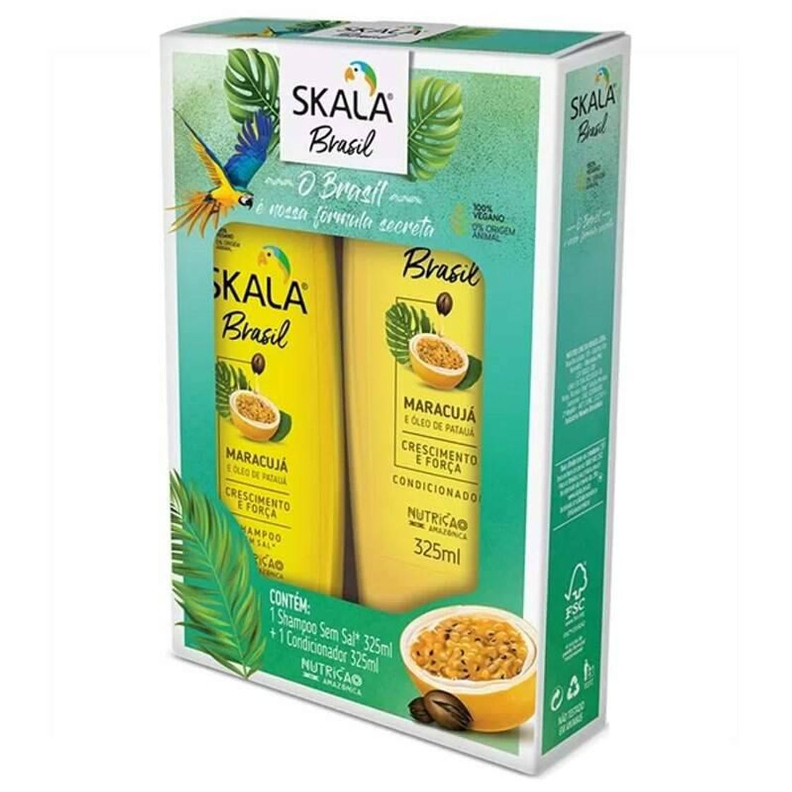 Social Kit shampoo + condicionador skala maracujá e patauá, 700 ml.