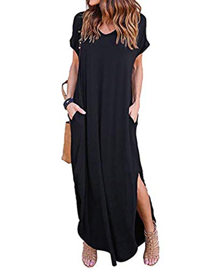 Fashion VONDA Vestidos para Mujer Verano Casual Playa Cuello en V Talla Extra