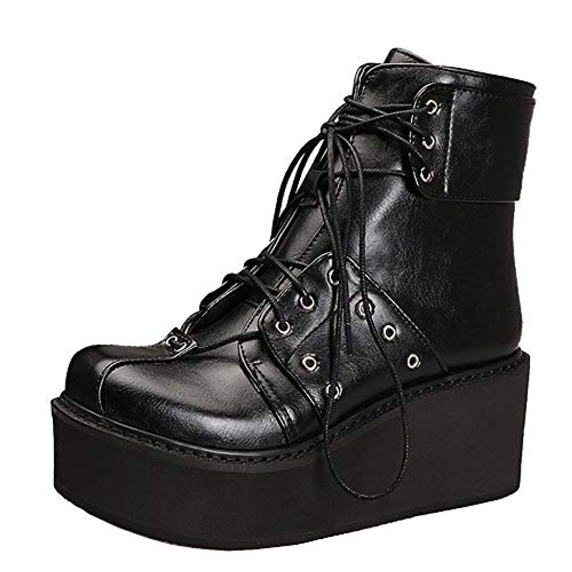 Fashion Gracemee Stylish Mujer Combat Boots Tobillo Cremallera Motorcycle Boots Studed Plataforma Partido Botas Bajas Gothic Boots High Heels Antideslizante Black Talla 41