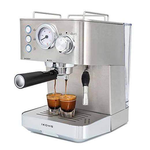 IKOHS Cafetera KAFFETA ESPRESS - Cafetera Espress Semiautomática para Espresso y Cappuccinos,