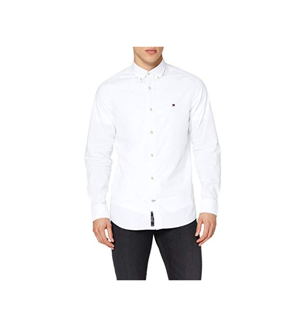 Social Tommy Hilfiger Core Stretch Slim Poplin Shirt Camisa, Blanco